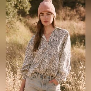 The GREAT Estate Button Up in Feather Grass Block Print